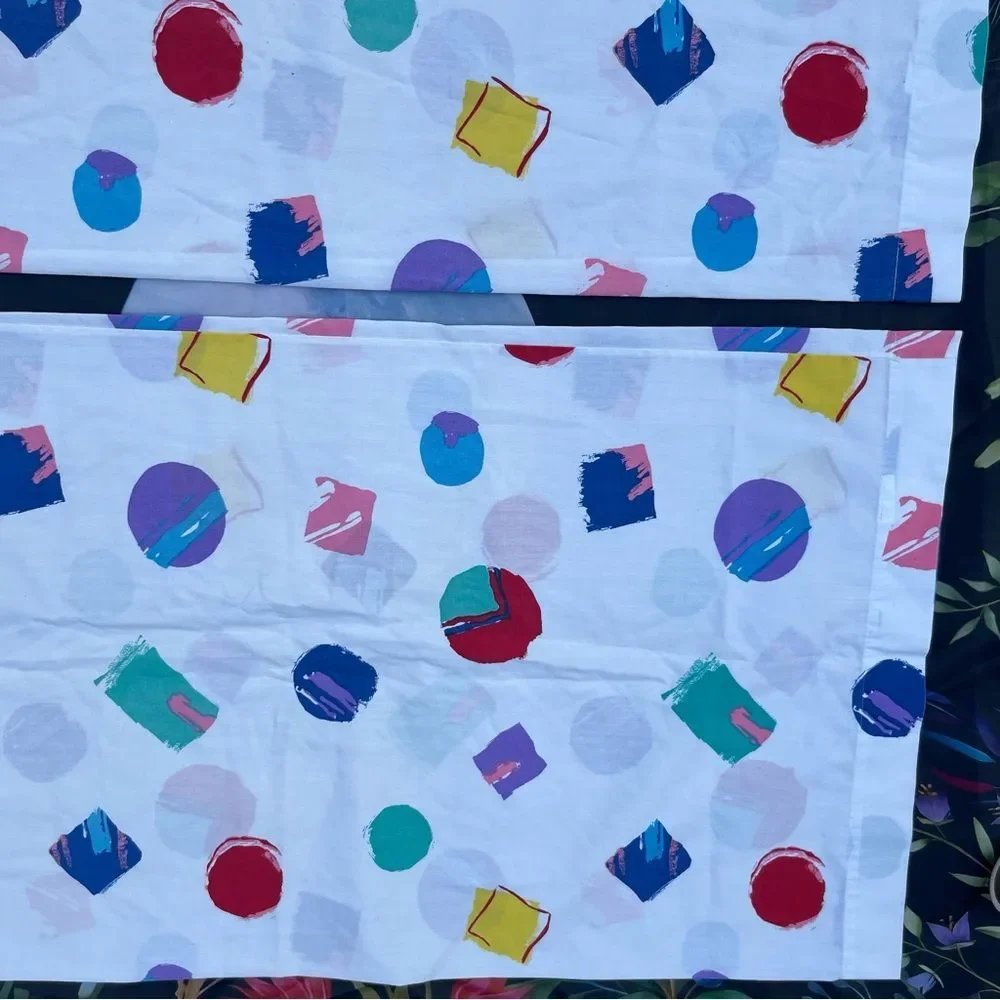 Vintage Colorful Abstract Springs Brand KING Size Pillowcase Set of 2 EUC 90's?